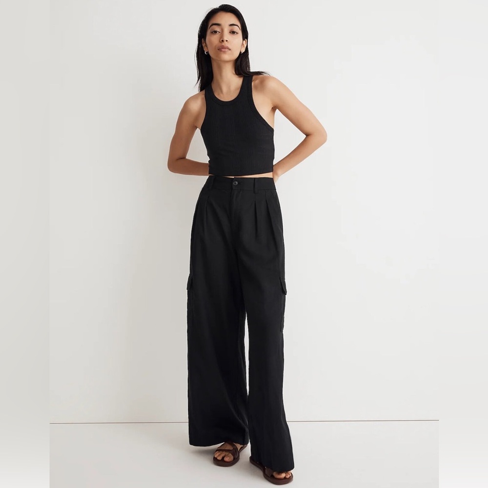 Madewell Linen Blend Wide Leg Cargo Pants